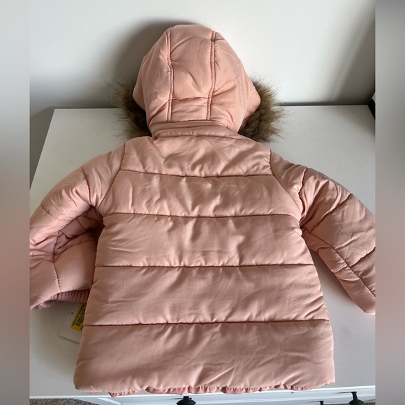 🆕 Baby Girls 12-24 Months Removable Faux Fur Hood Quilted Puffer Coat - Picture 3 of 5